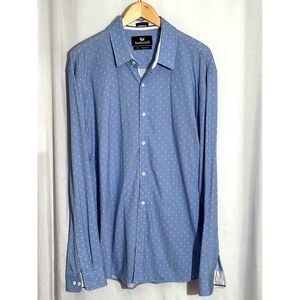 Buttercloth Icy Cotton Mens 2XL Regular Fit Blue Stripe Print Button Down Shirt